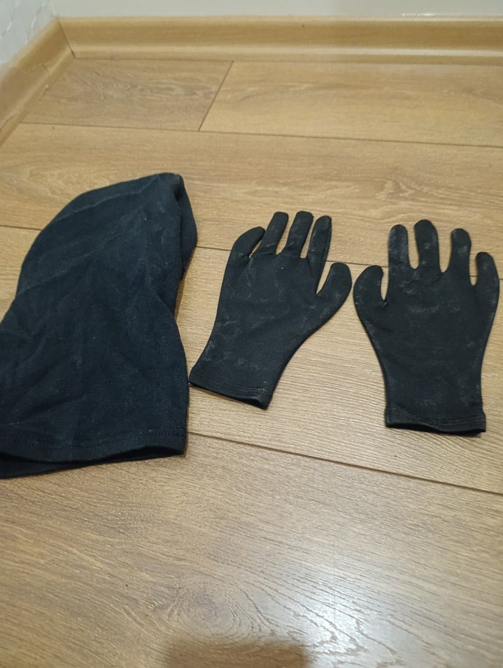 Siyah Baskılı Erkek Eldiveni ve siyah baskılı maske - Görsel 4