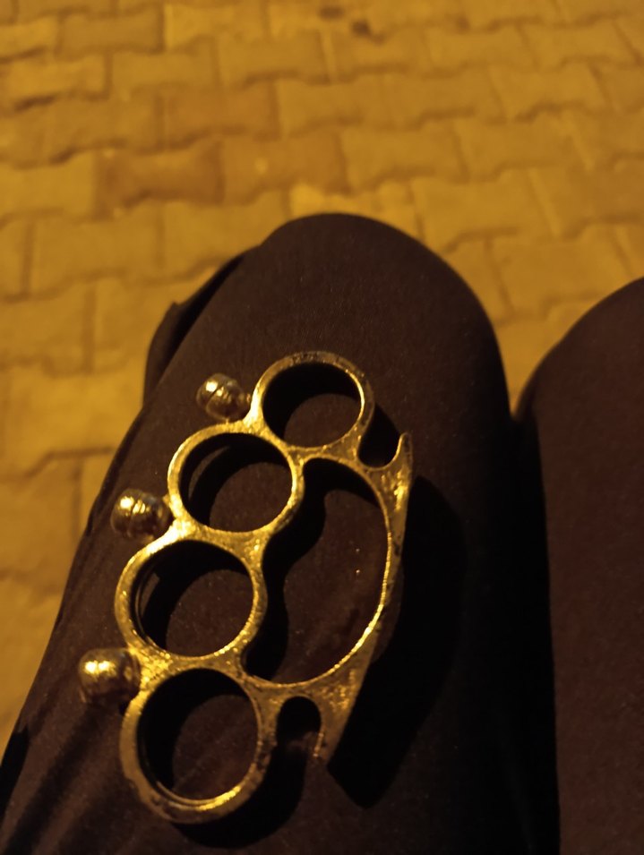 Parlak Altın Renkli Rock Punk Erkek Yüzük - Görsel 2