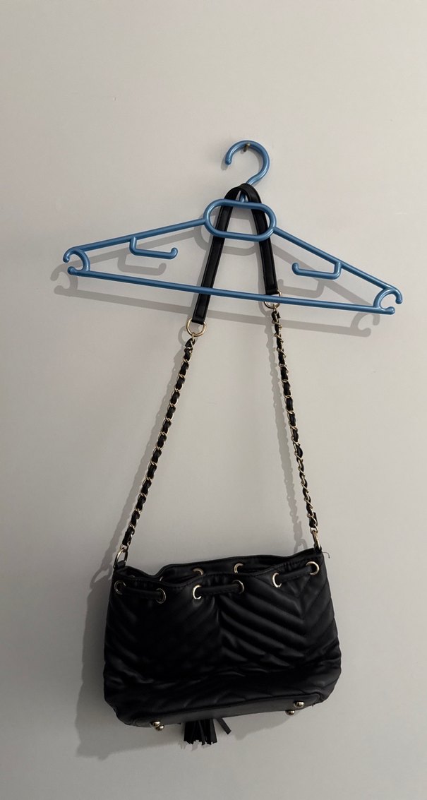 Siyah Süet Zincir Detaylı Kadın Çanta - Görsel 2