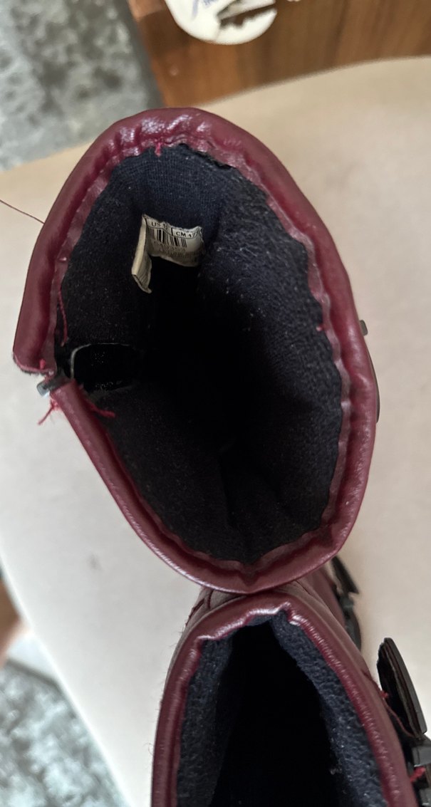 Bordo Deri Kız Çocuk Biker Bot - Görsel 3