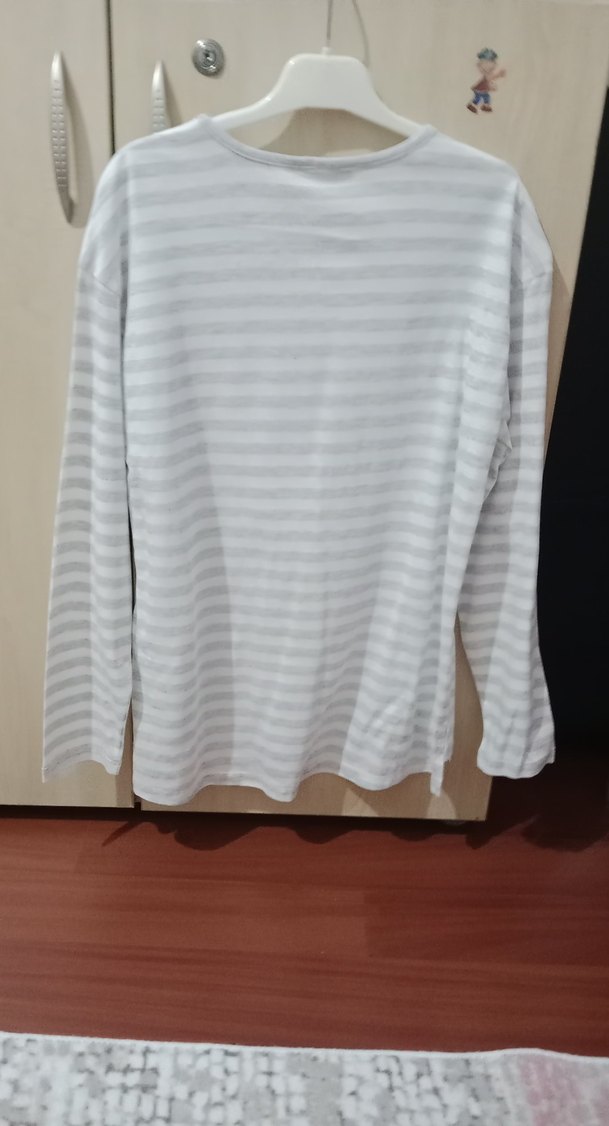 Kız Çocuk Gri Uzun Kollu Triko Tişört - Görsel 3