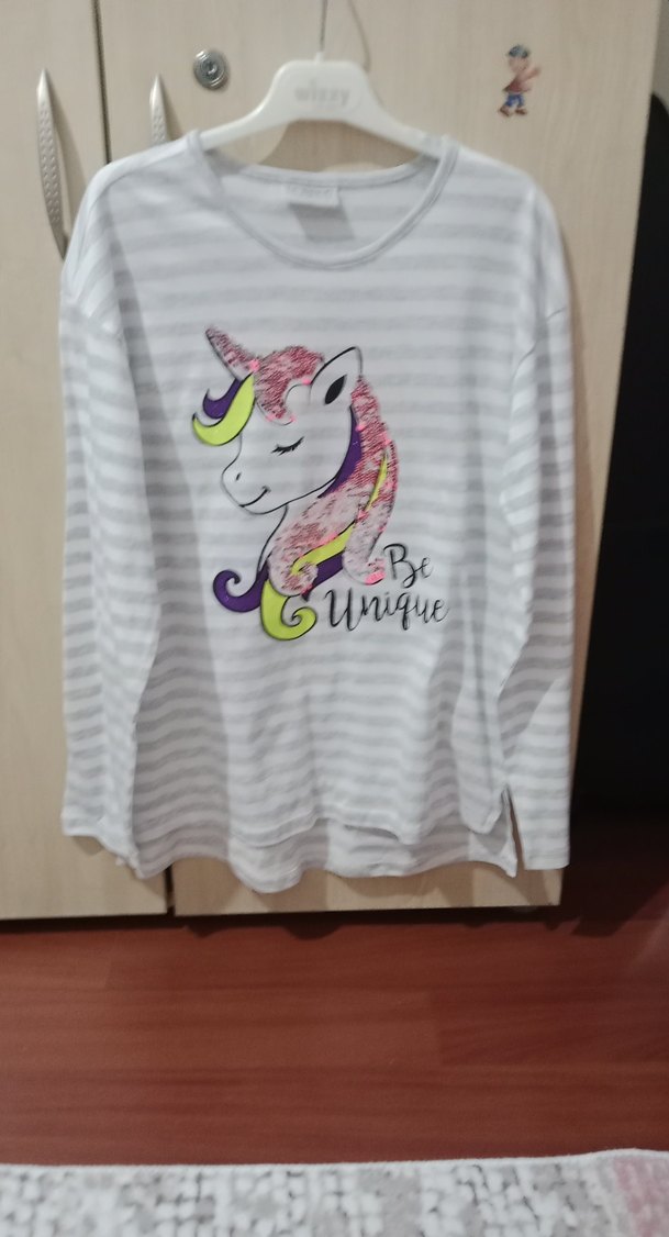 Kız Çocuk Gri Uzun Kollu Triko Tişört - Görsel 2