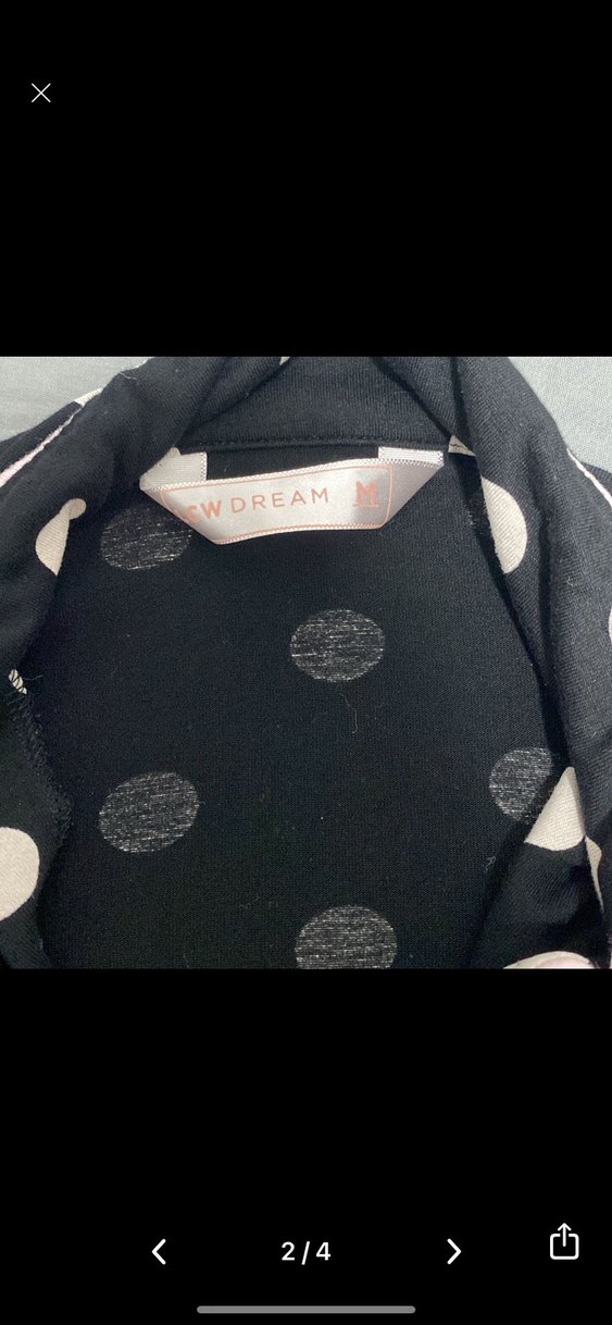 Düğmeli Siyah Puantiyeli Kadın Uyku pijama takımı - Görsel 2