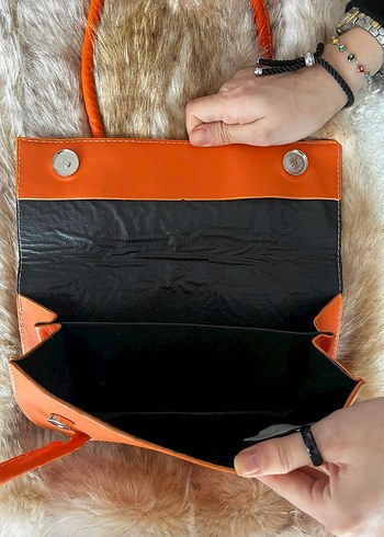 Turuncu Vintage Deri Kadın Çanta - Görsel 2