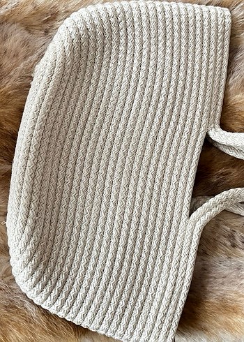 Kürk Detaylı Bej Yılan Desenli Bohem Çanta - Görsel 2