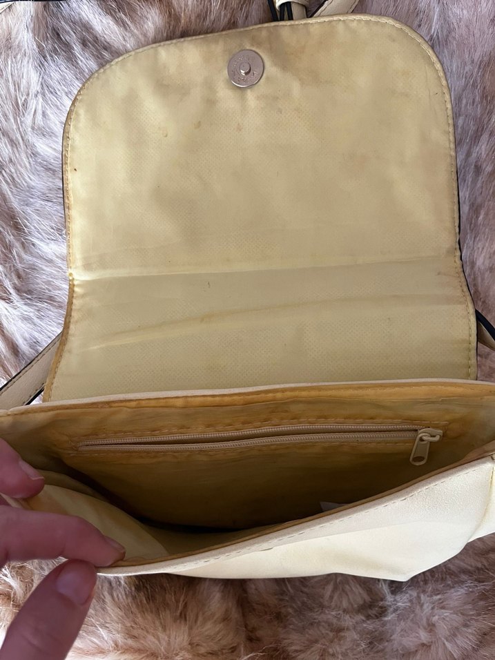 Bej Deri Kadın Çanta Kürk Detaylı - Görsel 2