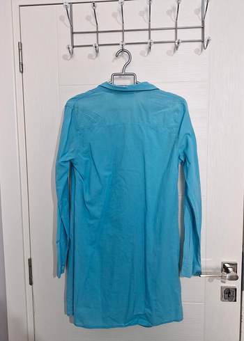 Mavi Düğmeli Uzun Kollu Pamuk Gömlek - Görsel 2