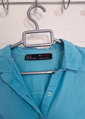 Mavi Düğmeli Uzun Kollu Pamuk Gömlek - Görsel 3