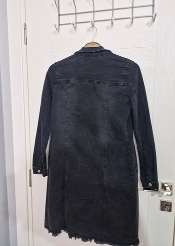 Düğmeli Siyah Uzun Kadın Ceket - Görsel 3