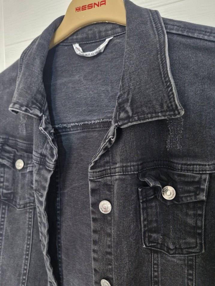 Düğmeli Siyah Uzun Kadın Ceket - Görsel 4