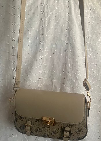 Bej Baskılı Deri Kadın Çanta - Görsel 2