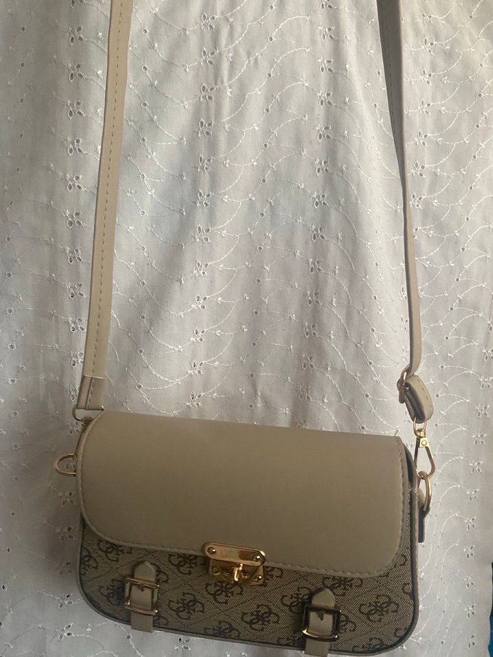 Bej Baskılı Deri Kadın Çanta - Görsel 2