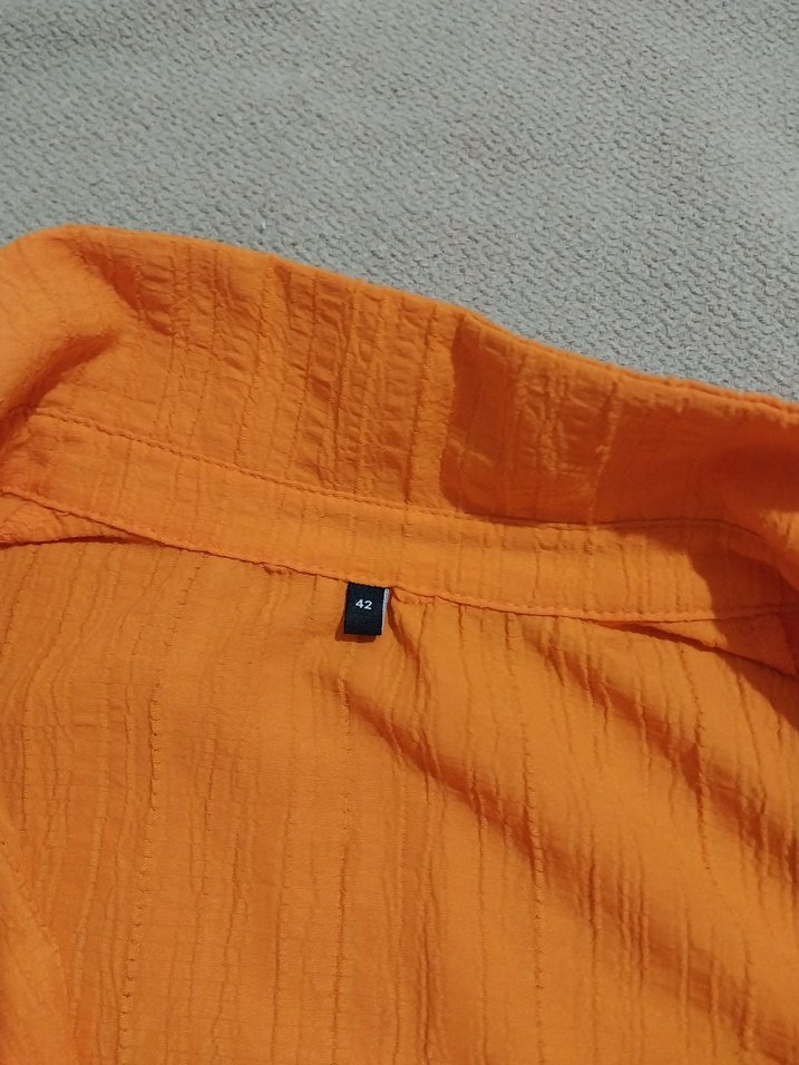 Turuncu Kolsuz Uzun Likrali Elbise - Görsel 4