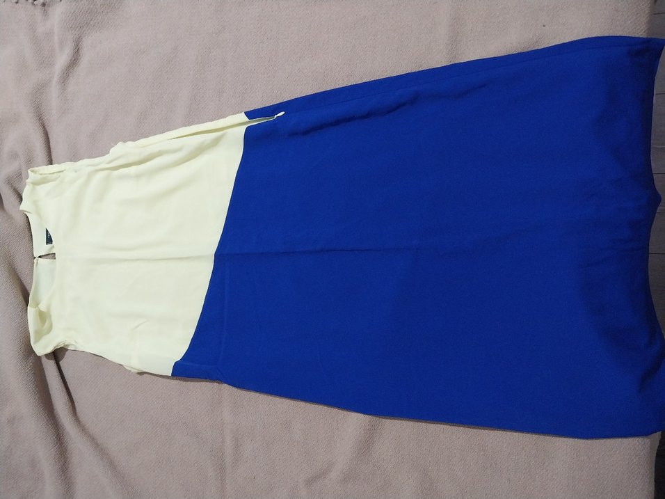 trendyol 40 beden açık sari ve lacivert elbise - Görsel 4