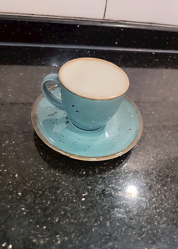 3 lu fincan Koyu Mavi Seramik Fincan ve Tabak 3 lu - Görsel 3