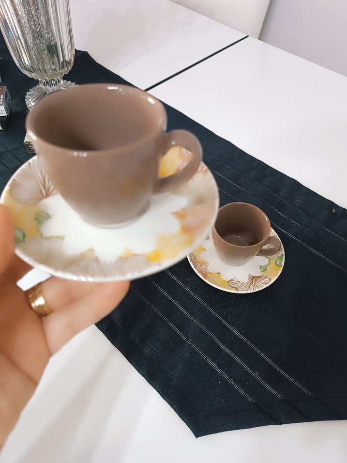 3 lu fincan Koyu Mavi Seramik Fincan ve Tabak 3 lu - Görsel 4