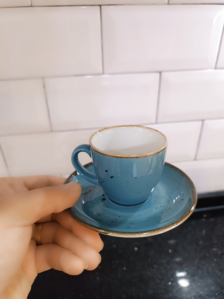 3 lu fincan Koyu Mavi Seramik Fincan ve Tabak 3 lu - Görsel 2