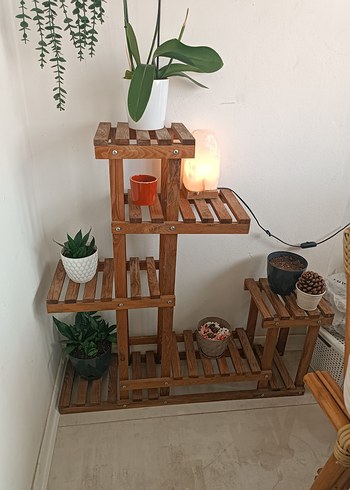 Kahverengi Ahşap Çok Katlı Saksılık yeni - Görsel 4