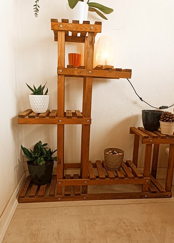 Kahverengi Ahşap Çok Katlı Saksılık yeni - Görsel 2
