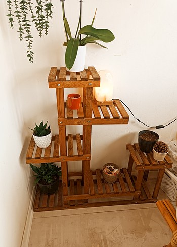 Kahverengi Ahşap Çok Katlı Saksılık yeni - Görsel 3