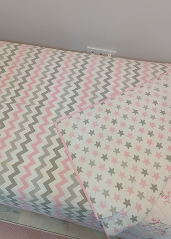 Pamuklu Pembe Yıldız Desenli Çocuk pike - Görsel 3