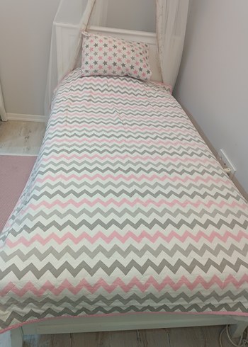 Pamuklu Pembe Yıldız Desenli Çocuk pike - Görsel 2