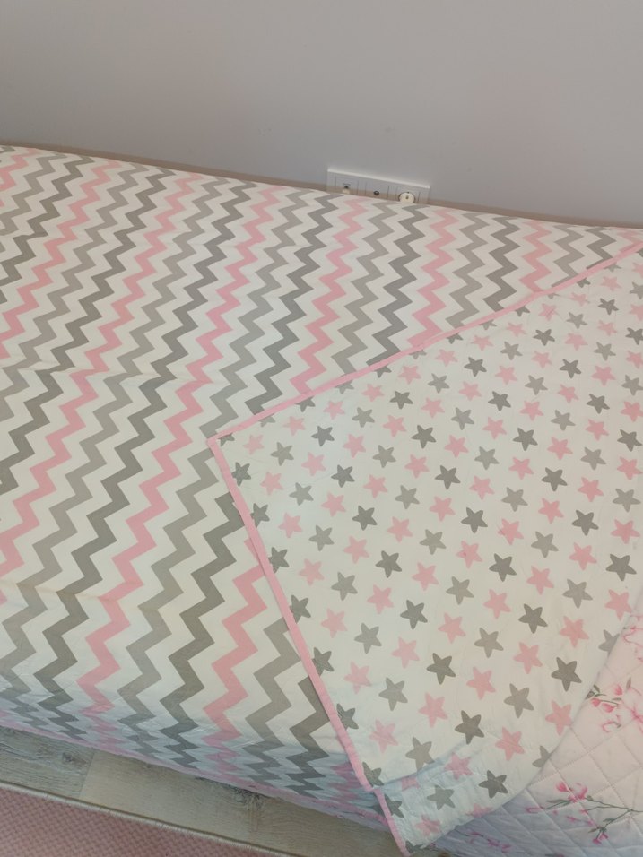 Pamuklu Pembe Yıldız Desenli Çocuk pike - Görsel 3