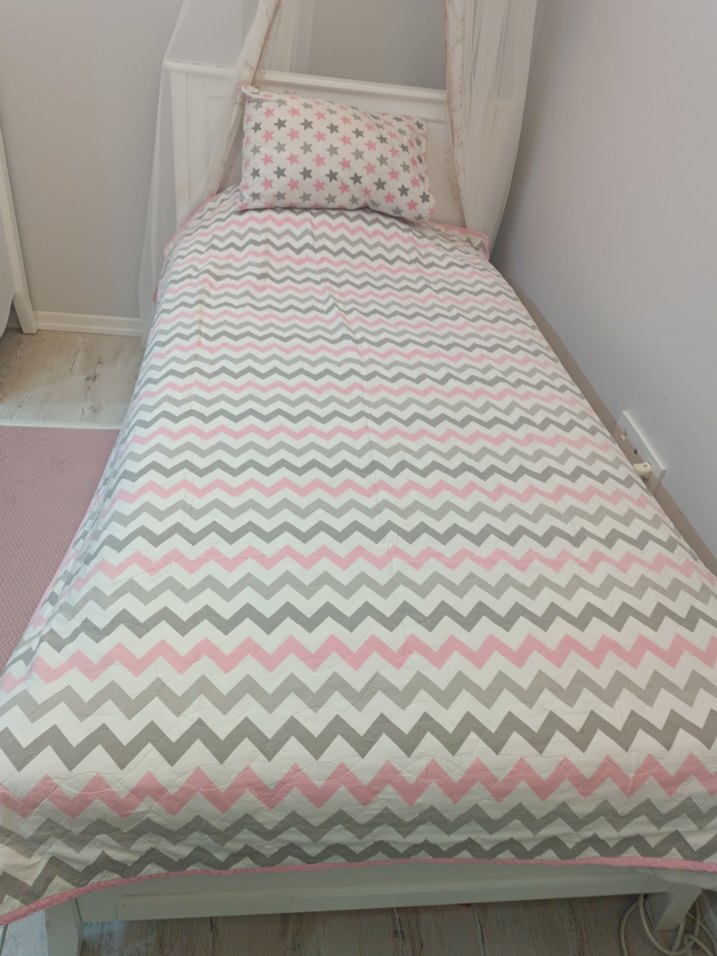 Pamuklu Pembe Yıldız Desenli Çocuk pike - Görsel 2