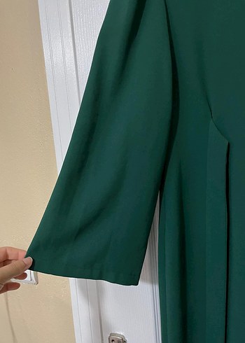 Yeşil Drapeli Uzun Kadın Elbise - Görsel 3