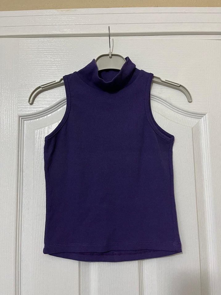 Bordo Yüksek Yaka Kolsuz Basic Atlet - Görsel 2