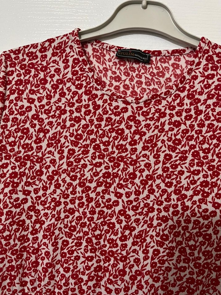 Kırmızı Yılan Desenli Uzun Bohem Elbise - Görsel 2