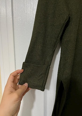 Kadın Khaki Boğazlı Triko Kazak Midi Boy - Görsel 3