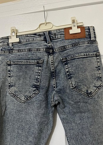 Gri Batik Desenli Bayan Kot Pantolon - Görsel 3