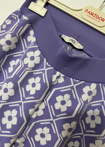 Mor Midi Kumaş Pantolon Dantel Detaylı - Görsel 2