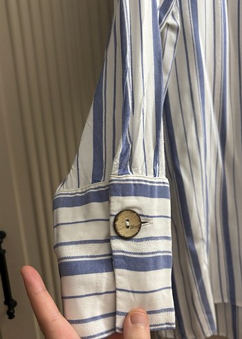 Mavi Çizgili Uzun Kollu gömlek - Görsel 5