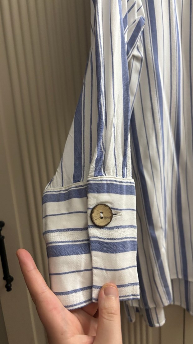 Mavi Çizgili Uzun Kollu gömlek - Görsel 5