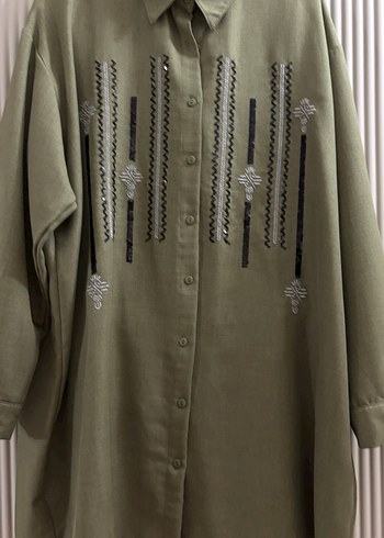 Kadın Keten Haki Uzun Kollu Nakışlı Takım - Görsel 10