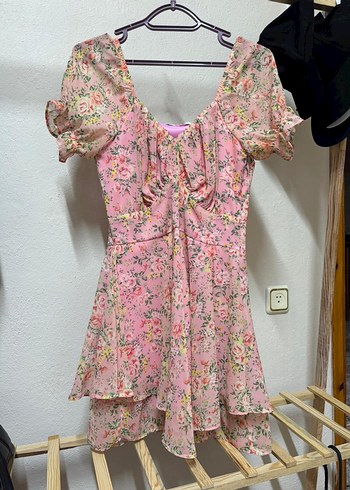 Pembe Çiçekli Bohem Elbise - Görsel 2