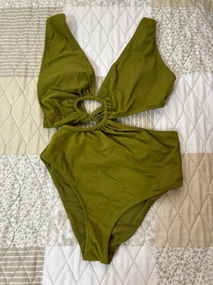 Drapeli Mini Haki Kadın Mayo - Görsel 2