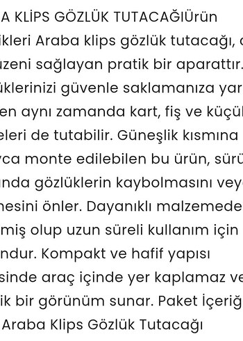 araç için klips gözlük tutucu - Görsel 2