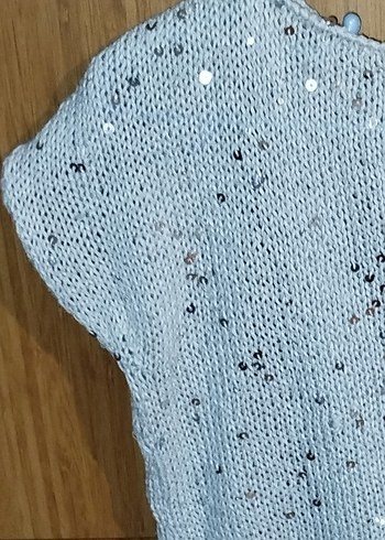 El Örgüsü Gri Kolsuz Triko Süveter - Görsel 2