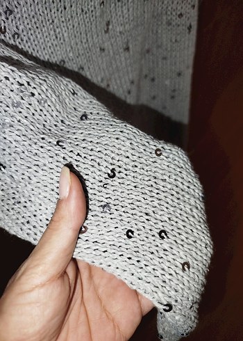 El Örgüsü Gri Kolsuz Triko Süveter - Görsel 3