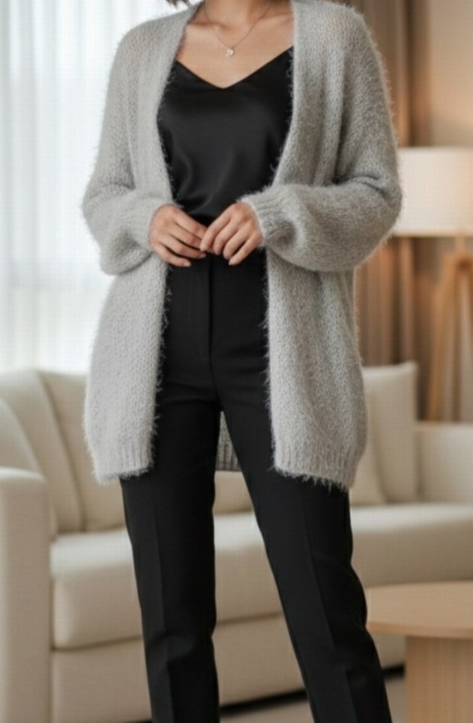 Krem El Örgü Salaş Kadın Hırka - Görsel 2