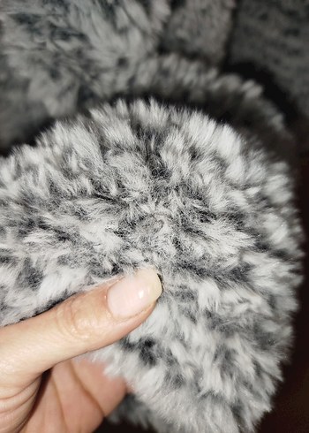 El Örgüsü Gri Peluş Kadın Kaban Midi Boy - Görsel 4