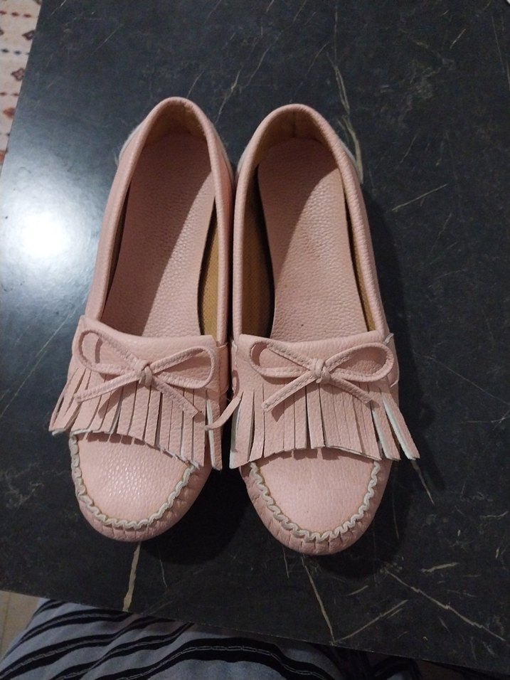 Pembe Pileli Dolgu Topuk Kadın Babet - Görsel 2