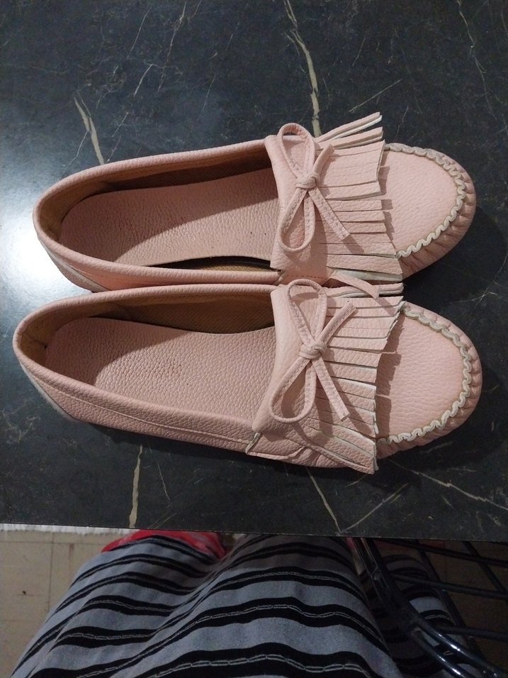 Pembe Pileli Dolgu Topuk Kadın Babet - Görsel 3