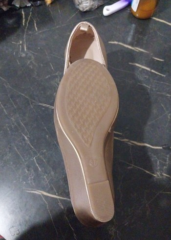 Bej Parlak Tokalı Dolgu Topuk Kadın Babet - Görsel 5