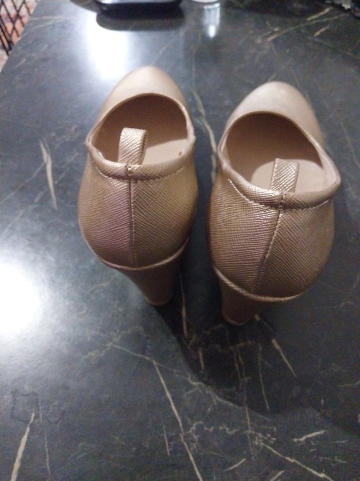 Bej Parlak Tokalı Dolgu Topuk Kadın Babet - Görsel 4