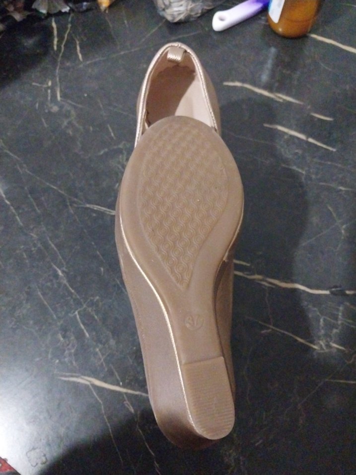 Bej Parlak Tokalı Dolgu Topuk Kadın Babet - Görsel 5