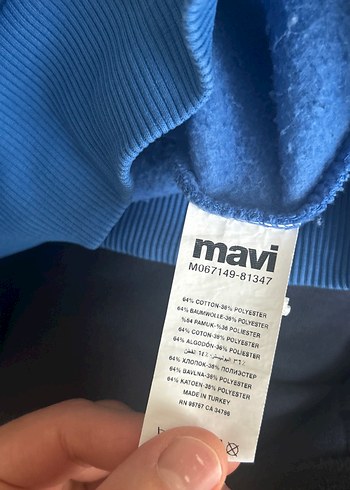 Mavi Kapüşonlu Erkek Sweatshirt - Görsel 5